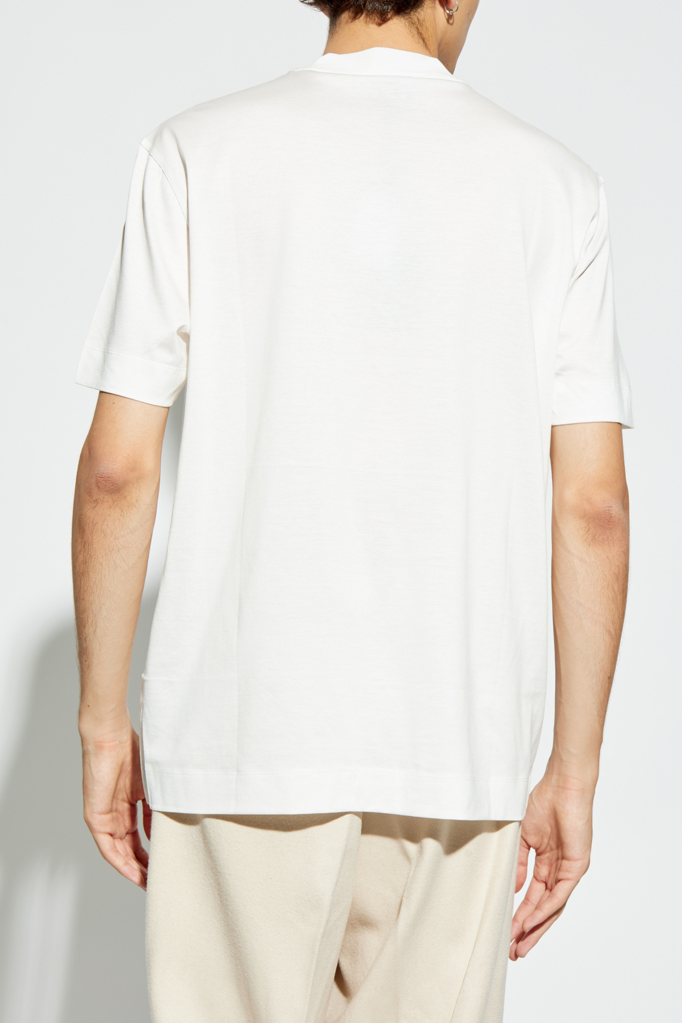 Emporio armani Silk T-shirt with velvet finish logo