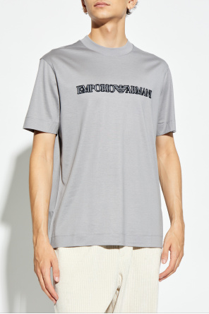 Emporio Armani T-shirt z logo o aksamitnym wykończeniu