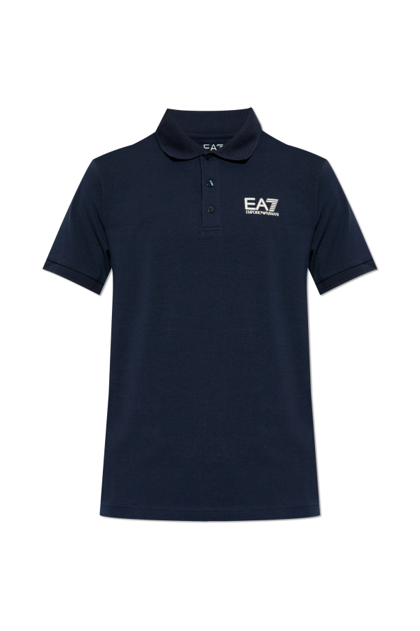 EA7 Emporio Armani Cotton polo shirt with printed logo