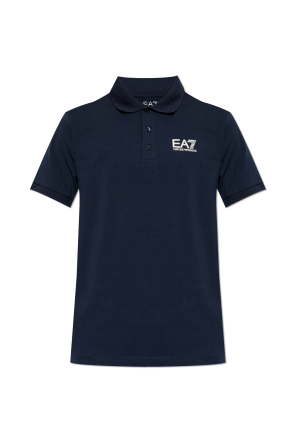 Cotton polo shirt with printed logo