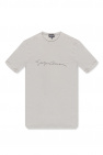 T-shirt Emporio armani shorts z białym krótkim rękawem z Maxi zamszową aplikacją z przodu