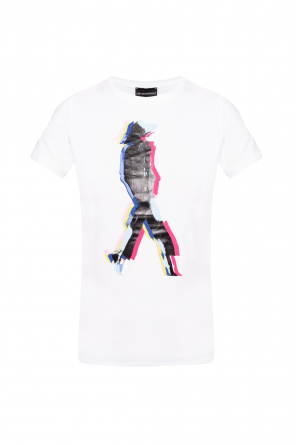 Lacoste Brzoskwiniowy T-shirt ze szkicem krokodyla