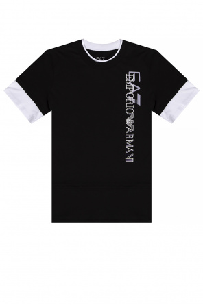 Emporio Armani panelled-bib cotton blouse