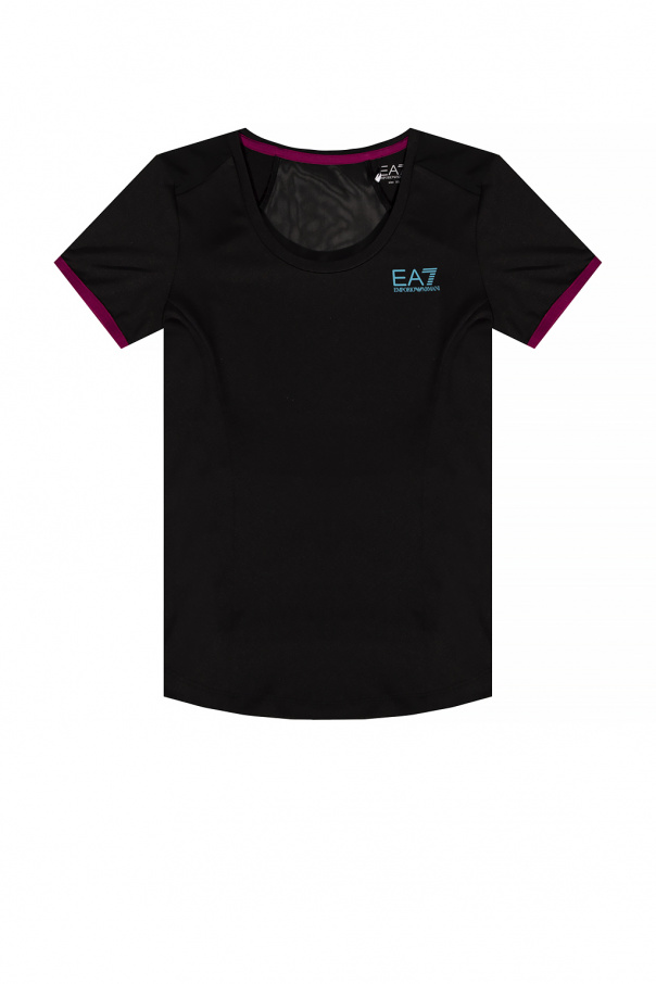 Ea7 Emporio Armani satin-trim track shorts Logo T-shirt