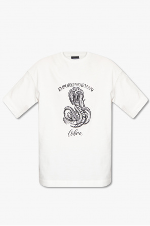 Emporio capelli Armani embroidered tiger-stripe logo T-shirt