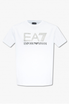 T-shirt with logo od Emporio biustonosz Armani Kids cotton-blend black shorts