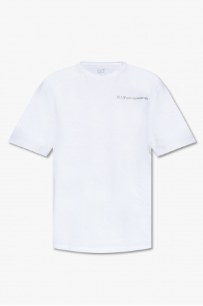 Emporio Armani EA7 Girls White Crop Shiny Logo T-Shirt