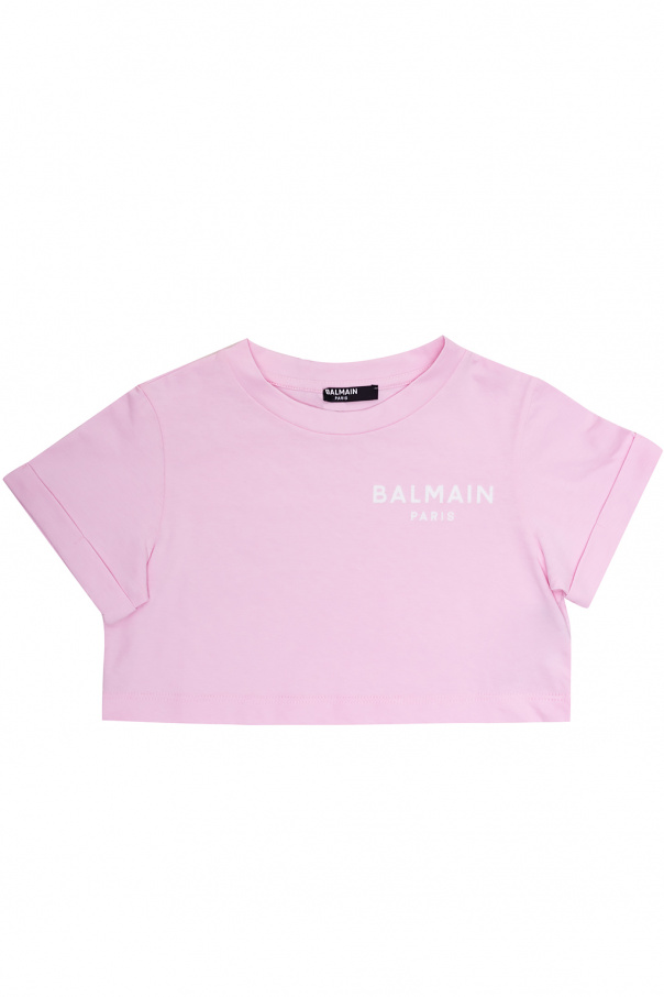 Balmain Kids Cropped T-shirt with logo