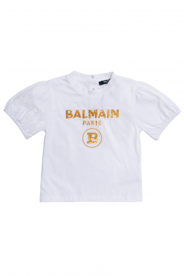 Balmain Kids Balmain Kids engraved-button sequin logo sweatshirt
