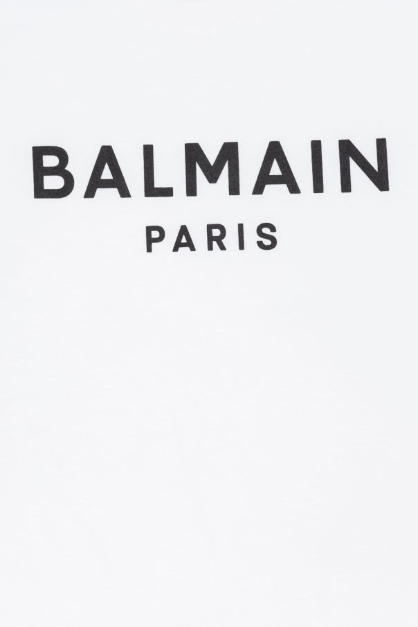 Balmain Kids Balmain Langarmshirt mit Logo-Print Weiß