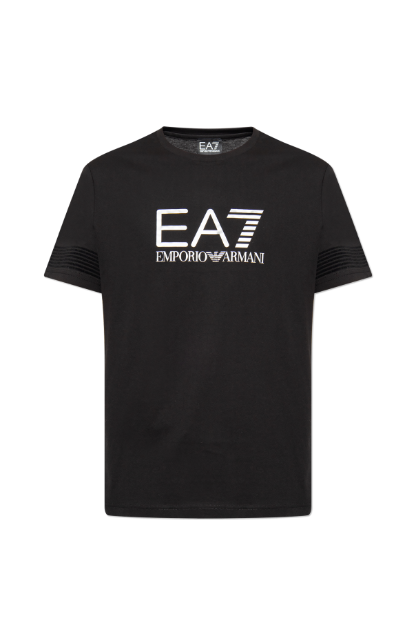 Czarny T-shirt z logo EA7 Emporio Armani - Vitkac Polska