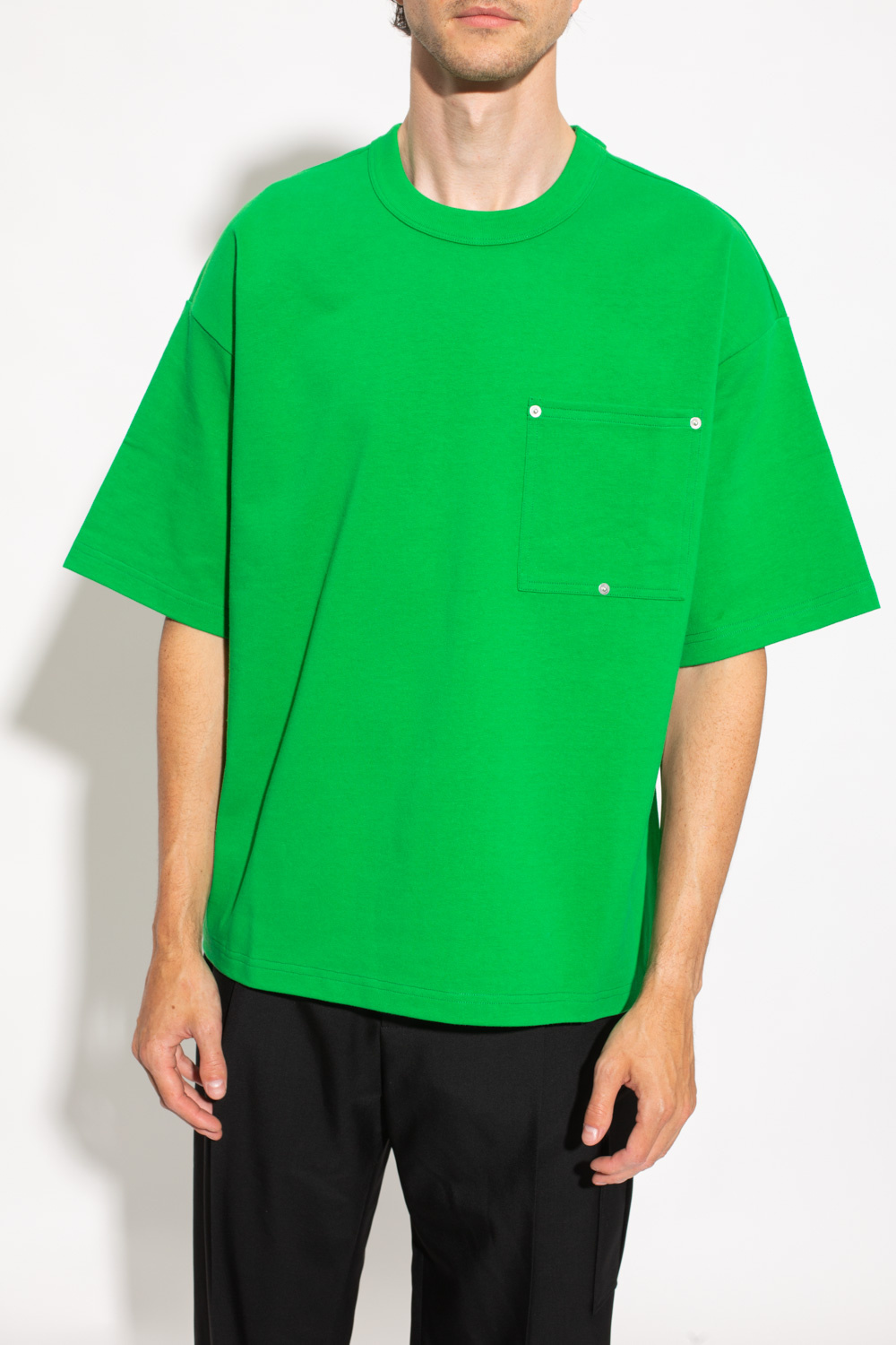Green Cotton T-shirt with pocket Bottega Veneta - Vitkac HK
