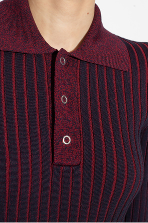 Bottega Veneta Red cotton embroidered heart polo shirt from Comme Des Garçons Play