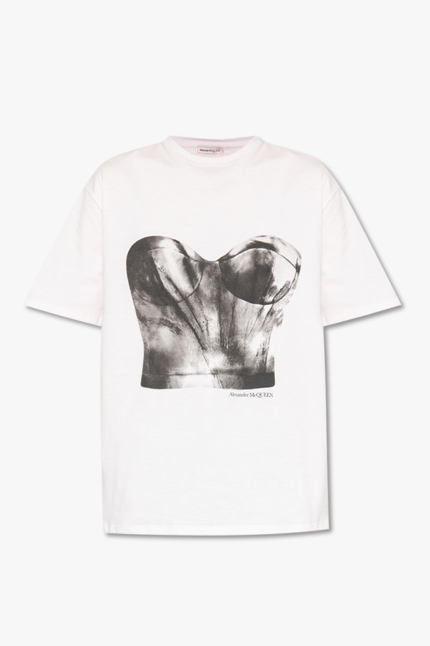 Alexander McQueen ruched-detailed short-sleeve shirt - White