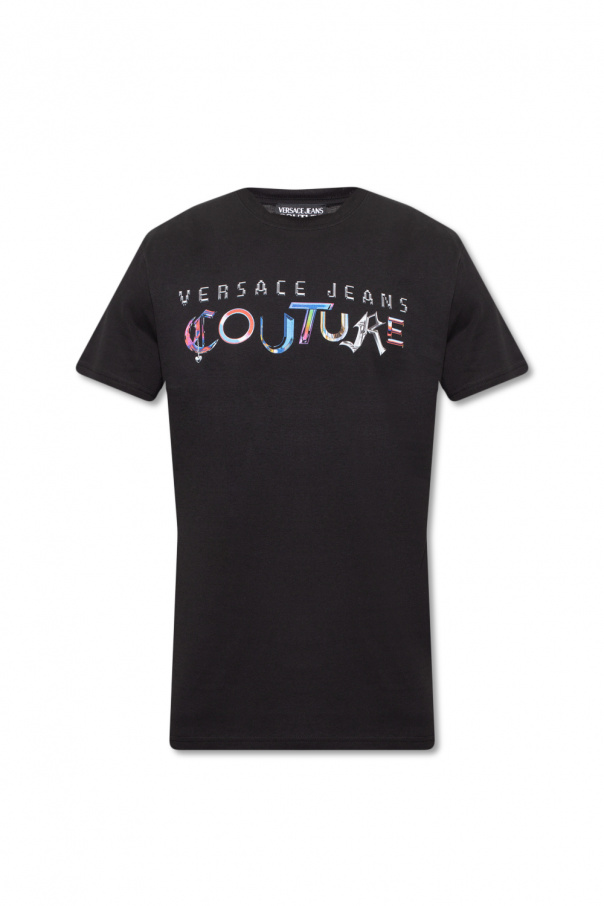 Versace Jeans Couture comfortable short T-shirt womens crop top in Proud style LGBTQ