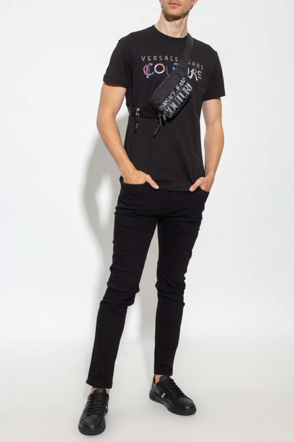 Versace Jeans Couture Rick Owens Gary asymmetric leather jacket Schwarz