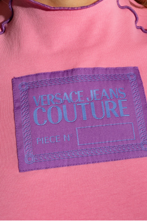 Versace Jeans Couture Cropped sweatshirt met onafgewerkte zoom in grijs