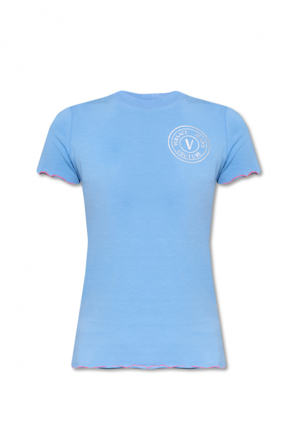 rear-pleat short-sleeve shirt Casual Blau Logo T-shirt