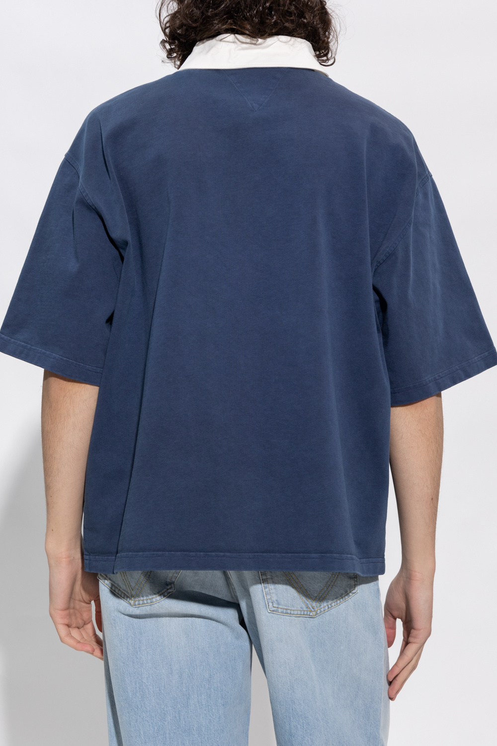 Maison Margiela layered ruffle-trim polo top - Blue