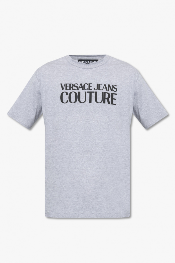 Versace Jeans Couture Low Brand Schmales T-Shirt mit rundem Ausschnitt Schwarz