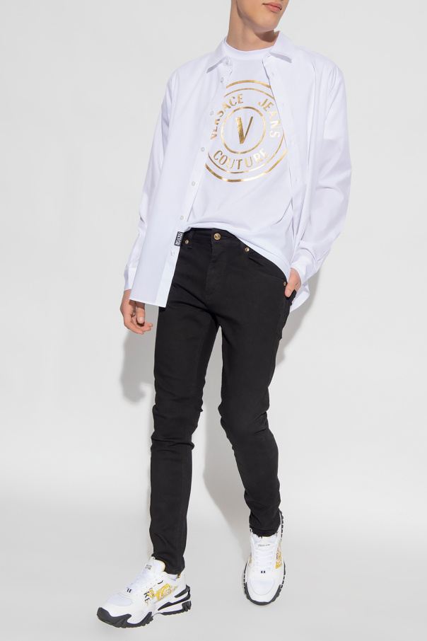 Versace Jeans Couture logo-print colour-block hoodie IAV JAUNE MULTI