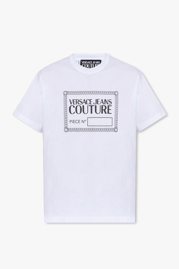 Versace Jeans Couture finstickad t-shirt med ribbad kant