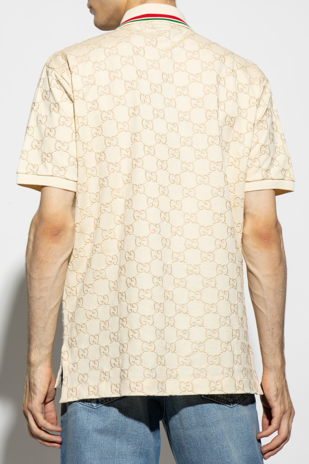 Gucci Gg-embroidered Cotton-jersey Polo Shirt - White Multi