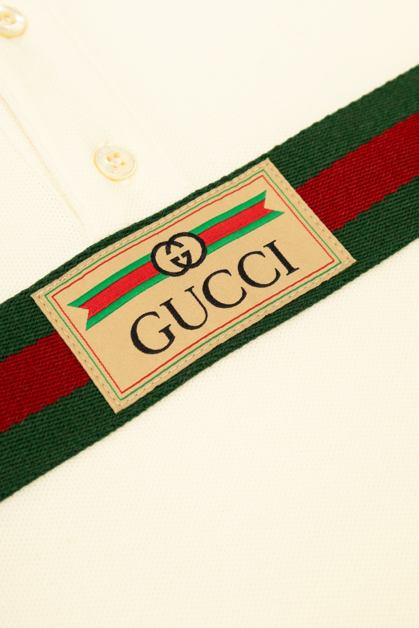 Gucci Kids polo navy with distinctive Web stripe