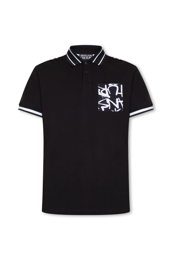 VERSACE JEANS COUTURE, Black Men's Polo Shirt