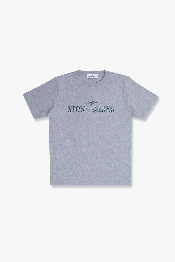 Stone Island Kids cloud-print cotton shirt