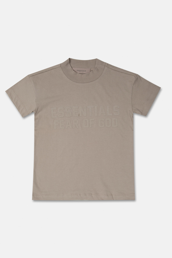 Fear Of God Essentials Kids adidas Training Graues T-Shirt mit 3 Streifen