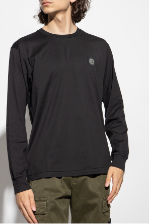 Stone Island T-shirt floral-appliqu with long sleeves