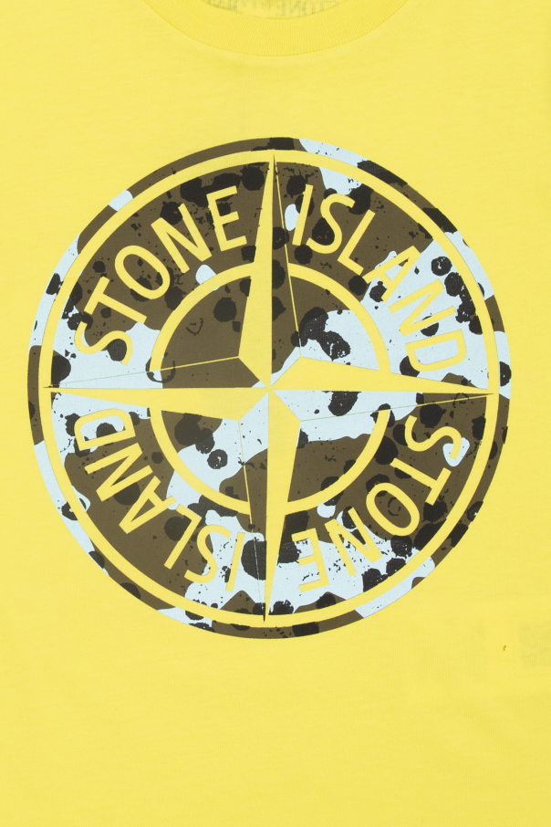 Stone Island Junior Compass-logo cotton track shorts - Black