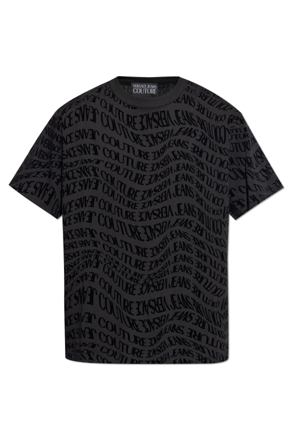 Monogram T-shirt with velvet finish od Versace Jeans Couture