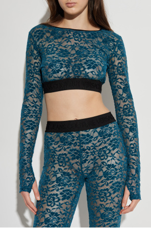 Versace Jeans Couture Lace top with long sleeves