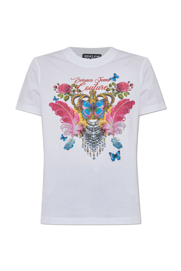 T-shirt with print and shimmering appliqués, zdjęcie 1 T-shirt with print and shimmering appliqués od Versace Jeans Couture