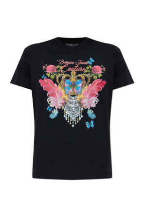 Camiseta con estampado y aplicaciones brillantes