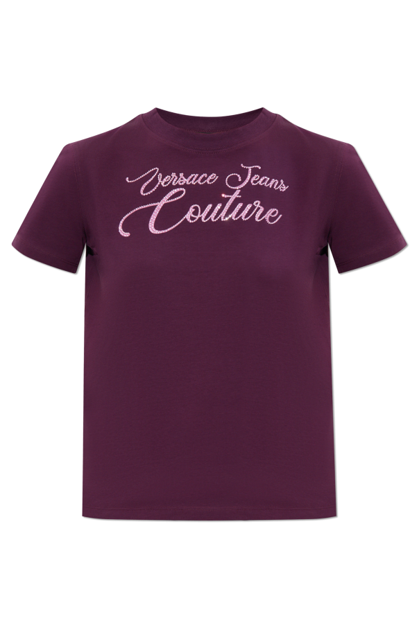 T-shirt with shimmering appliqués od Versace Jeans Couture
