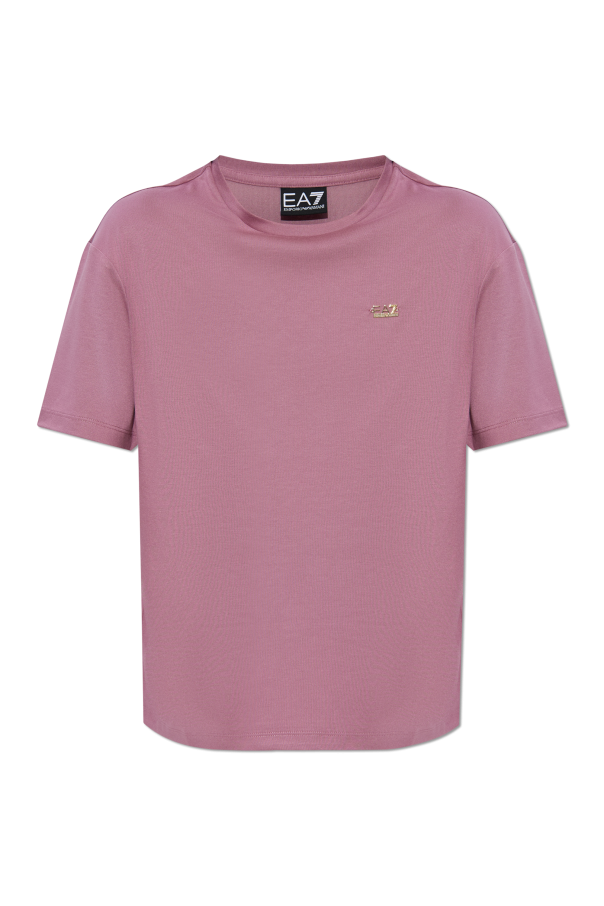 T-shirt with an appliqué in the shape of a logo od EA7 Emporio Armani
