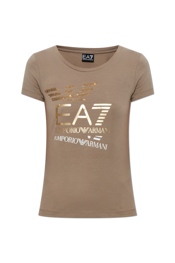 EA7 Emporio Armani Printed T-shirt with Shimmering Sequins