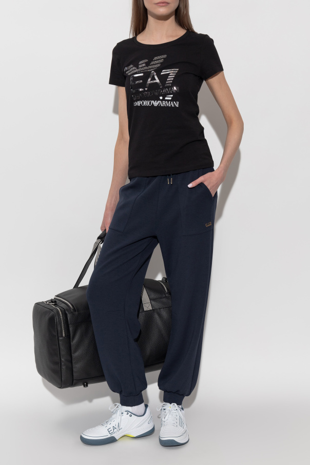 EA7 Emporio Armani T-shirt with a print and shimmering sequins