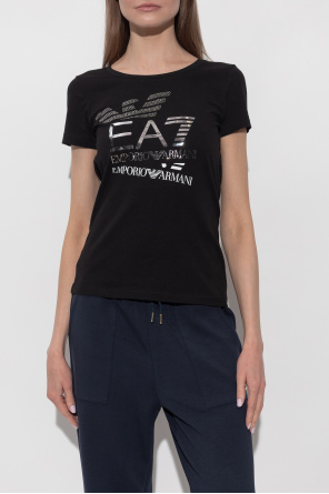 EA7 Emporio Armani T-shirt with a print and shimmering sequins