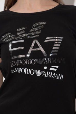 EA7 Emporio Armani T-shirt with a print and shimmering sequins