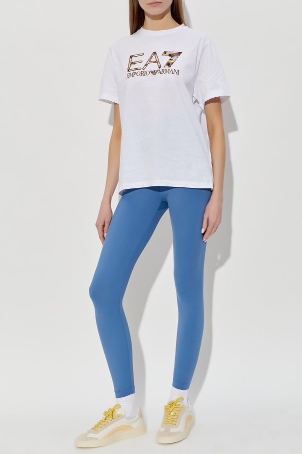 EA7 Emporio Armani Camiseta con lentejuelas brillantes