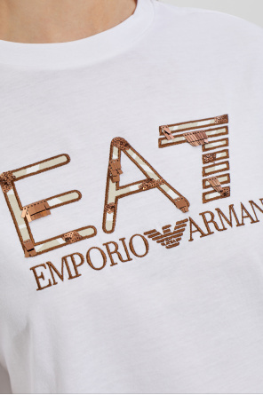 EA7 Emporio Armani Camiseta con lentejuelas brillantes