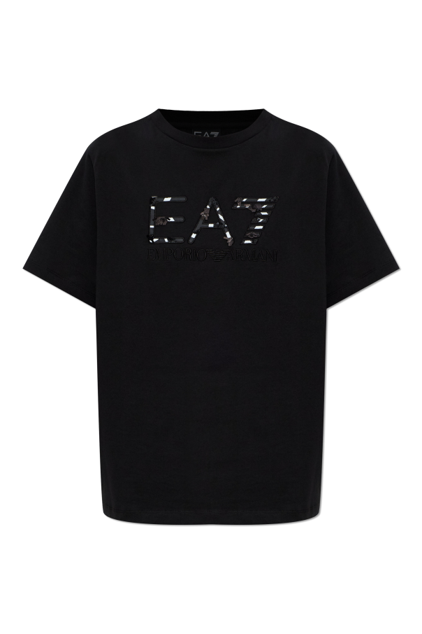 EA7 Emporio Armani T-Shirt mit schimmernden Pailletten