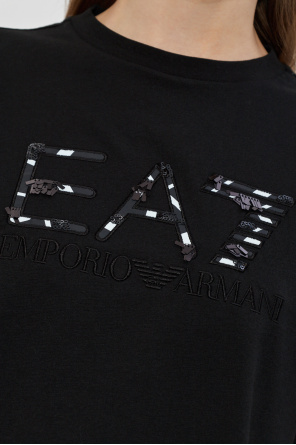 EA7 Emporio Armani T-Shirt mit schimmernden Pailletten