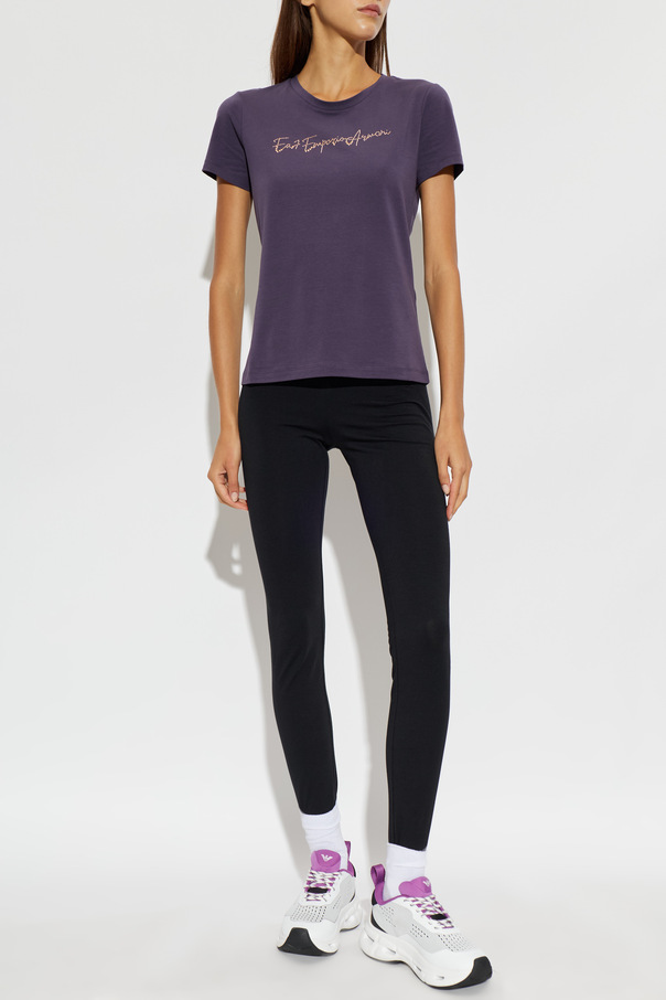 EA7 Emporio Armani T-shirt z cekinowym logo