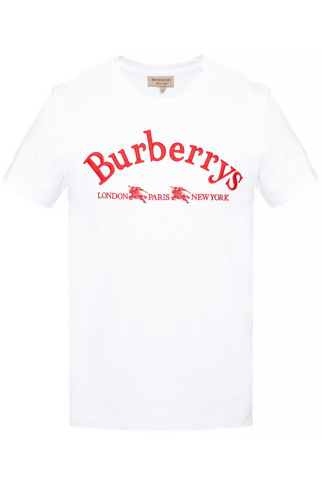 White Logo-embroidered T-shirt Burberry - Vitkac France