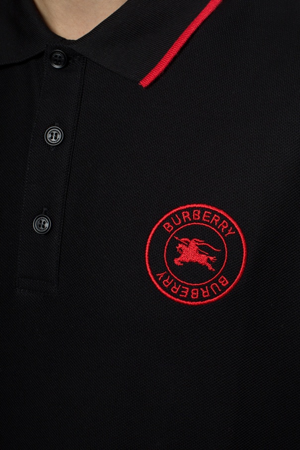 Burberry Logo Detail Polo Shirt , Size: XL, Black